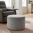 thumbnail image 1 of Callum Large 23" Round Woven Heathered Fabric Upholstered Ottoman, 1 of 8