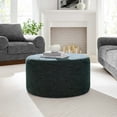 thumbnail image 1 of Callum Large 29" Round Woven Heathered Fabric Upholstered Ottoman, 1 of 7