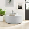 thumbnail image 1 of Callum Large 38" Round Woven Heathered Fabric Upholstered Ottoman, 1 of 7