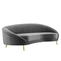 Modway Camber Channel Tufted Performance Velvet Sofa in Gray