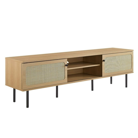 Modway Cambria Rattan and Particleboard TV Stand for TVs up to 70" in Oak