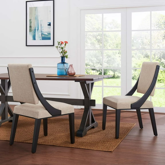 Modway Cambridge Upholstered Fabric Dining Chairs - Set of 2 in Beige