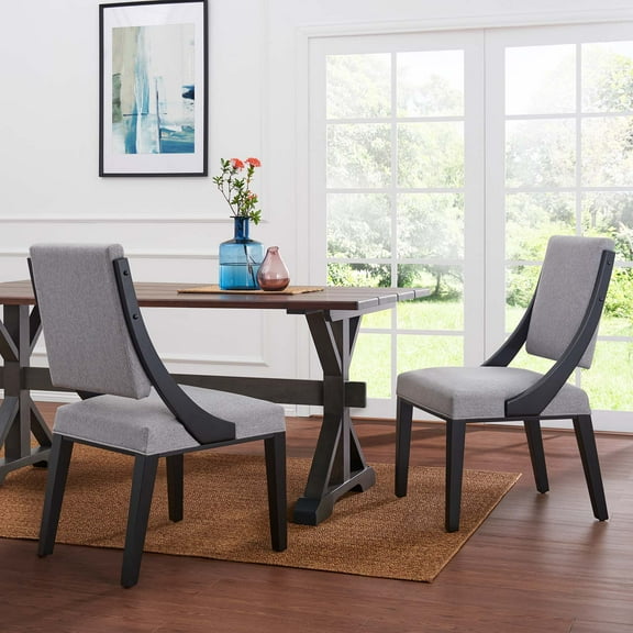 Modway Cambridge Upholstered Fabric Dining Chairs - Set of 2 in Light Gray