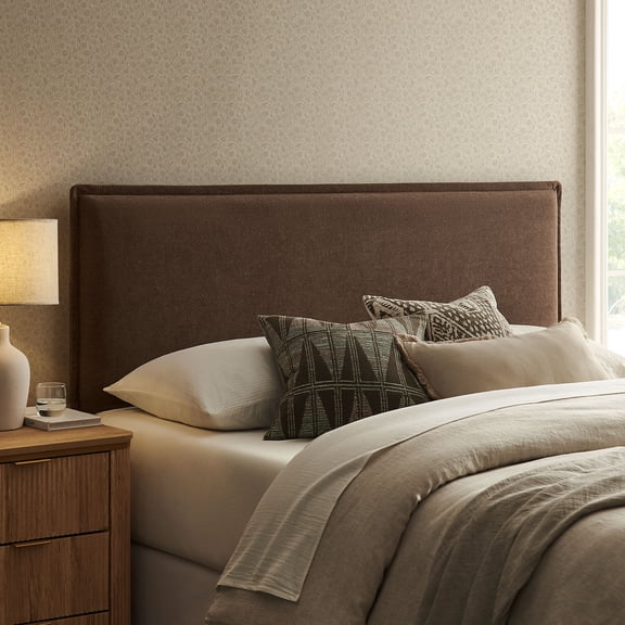 Camille Upholstered Linen Blend Full Size Headboard in Cocoa