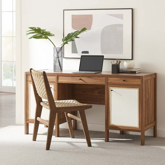 Modway Capri 58" Wood Grain Office Desk in Walnut