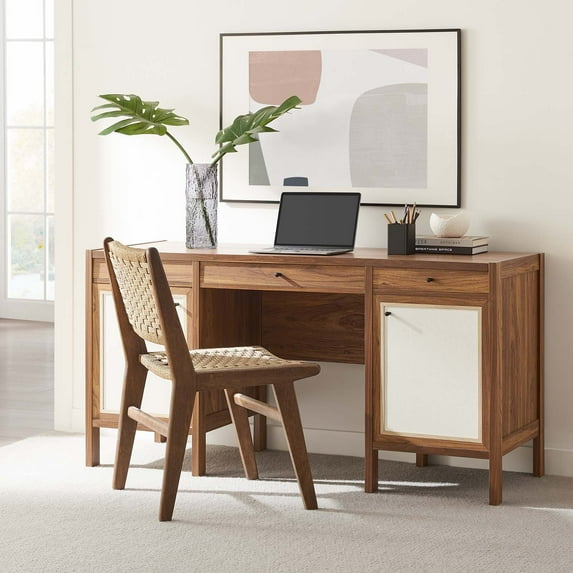 Capri 58" Wood Grain Office Desk in Walnut