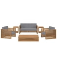 thumbnail image 1 of Modway Carlsbad 6-Piece Teak Wood Outdoor Patio Set in Natural/Gray, 1 of 8