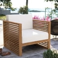 thumbnail image 1 of Modway Carlsbad Teak Wood Outdoor Patio Armchair in Natural White, 1 of 8