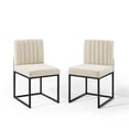 thumbnail image 1 of Modway Carriage Dining Chair Upholstered Fabric Set of 2 in Black Beige, 1 of 8