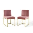 thumbnail image 1 of Modway Carriage Dining Chair Performance Velvet Set of 2 in Gold Dusty Rose, 1 of 7