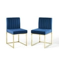 thumbnail image 1 of Modway Carriage Dining Chair Performance Velvet Set of 2 in Gold Navy, 1 of 7
