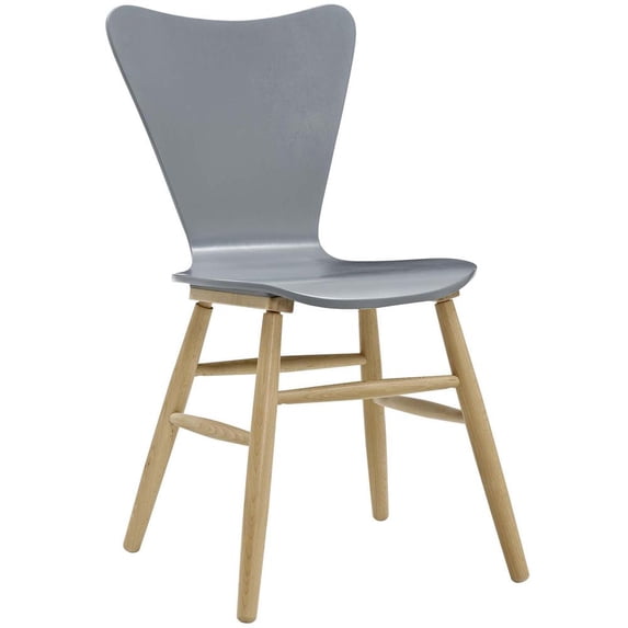 Modway Cascade 17.5" Modern Style Bentwood Dining Chair in Gray Finish