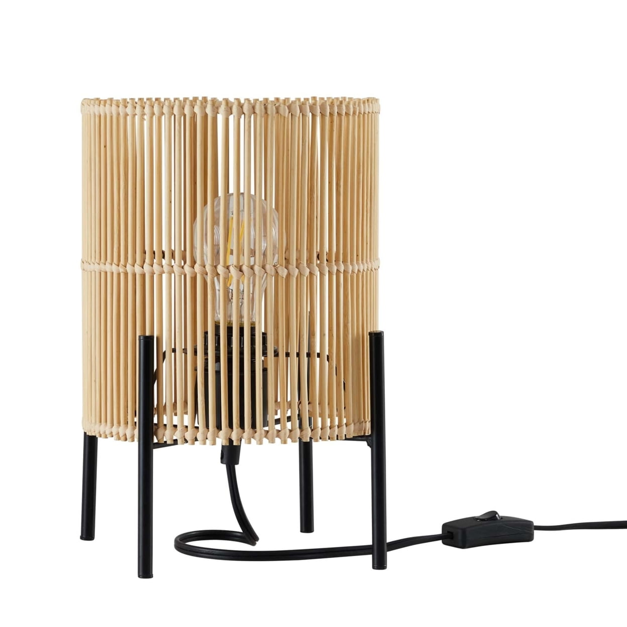 Casen Bamboo and Black Iron Table Lamp Set