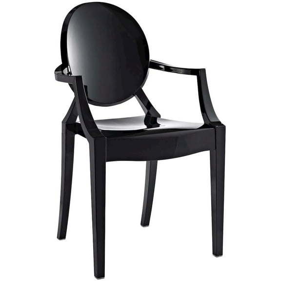 Modway Casper 18.5" Modern Plastic Dining Armchair in Black Finish
