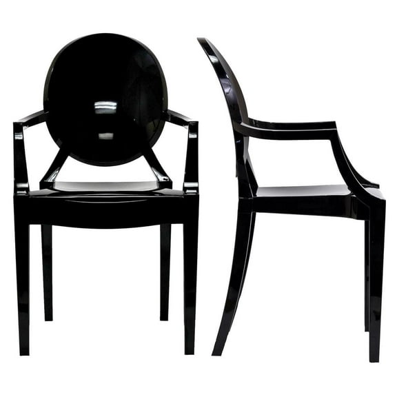 LexMod EEI-905-BLK Casper Dining Armchairs (Set of 2), 22 " x 21" x 36", Black