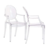 Modway Casper 18.5" Polycarbonate Plastic Dining Armchairs in Clear (Set of 2)