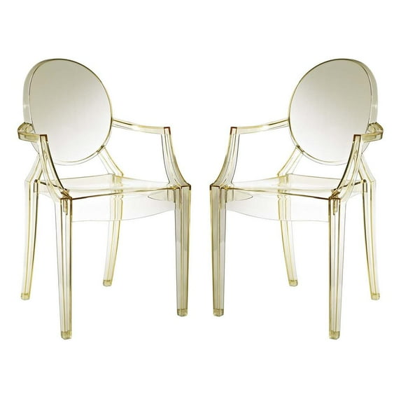 Modway Casper Dining Armchairs Set of 2 in Yellow