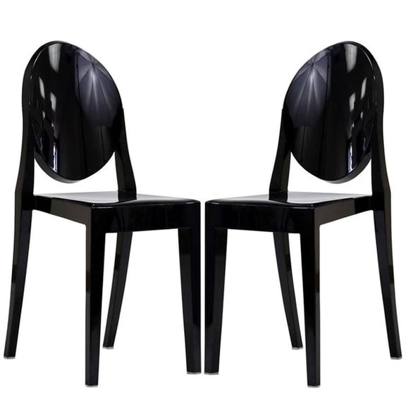 Modway Casper 18.5" Sturdy Acrylic Plastic Dining Chairs in Black (Set of 2)