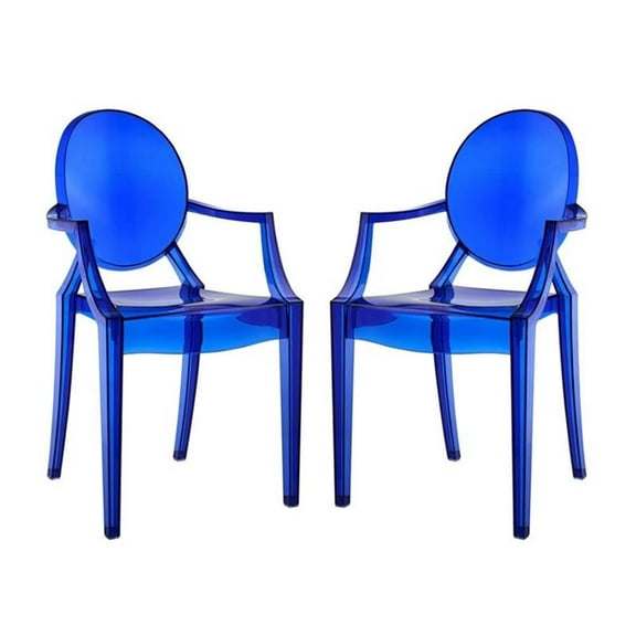 Modway Casper 18.5" Polycarbonate Plastic Dining Armchairs in Blue (Set of 2)