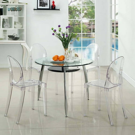 Modway Casper Stackable Dining Side Chair, Set of 4 in Clear