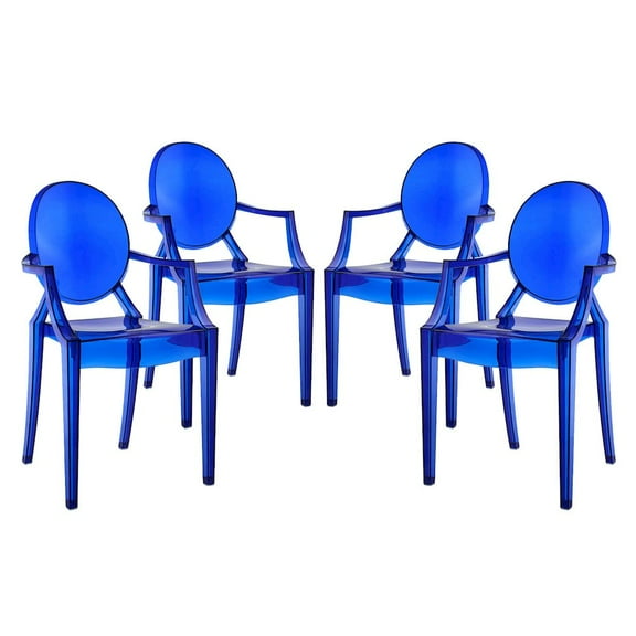 Modway Casper Dining Armchairs Set of 4 in Blue