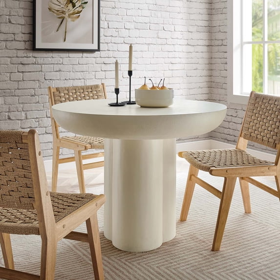 Caspian 40" Round Concrete Dining Table in White