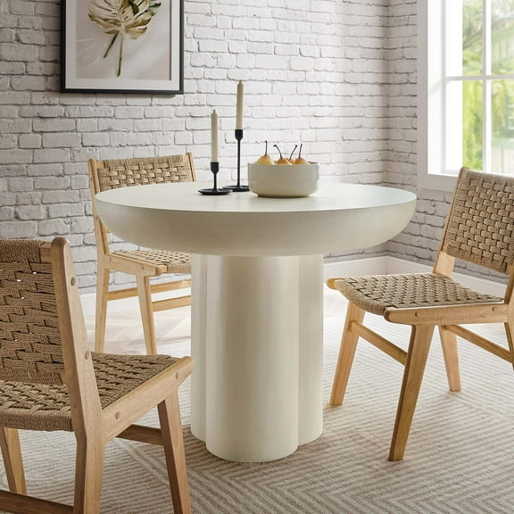 Caspian 40" Round Concrete Dining Table in White