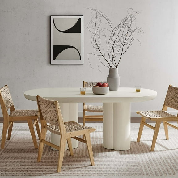 Caspian 72" Oval Concrete Dining Table in White