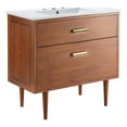 thumbnail image 1 of Modway Cassia 36" Modern Wood & Ceramic Bathroom Vanity in Natural/White, 1 of 9