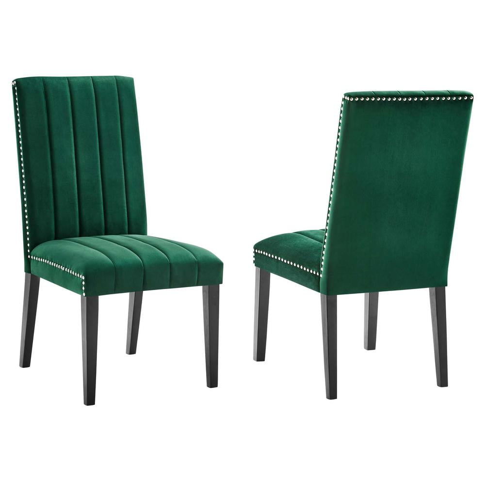 Luxe Deco Green Velvet Upholstered Parsons Side Chair