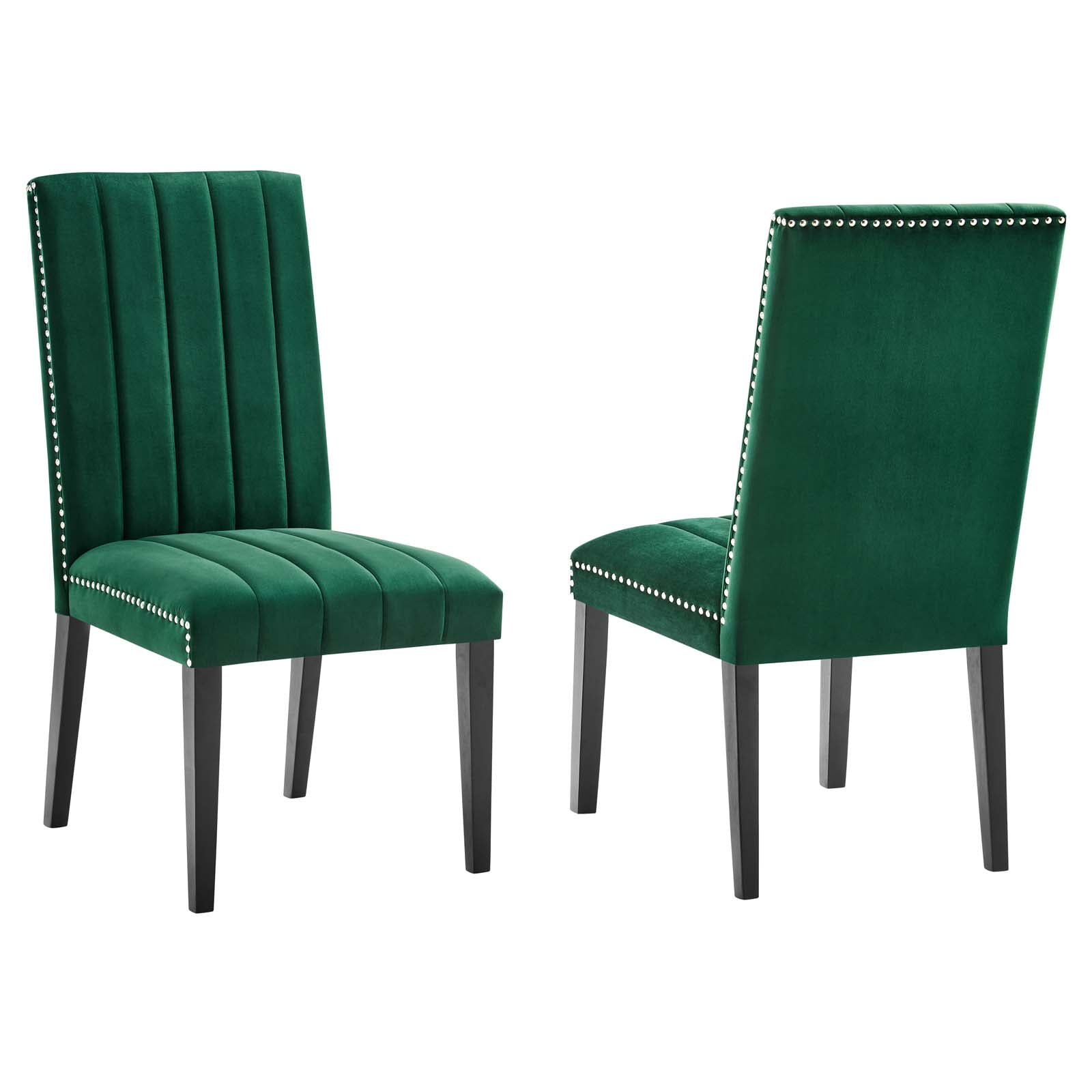 Luxe Deco Green Velvet Upholstered Parsons Side Chair