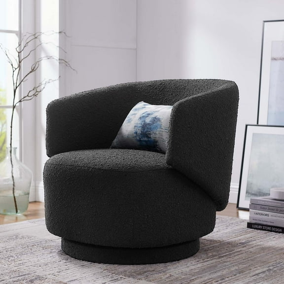 Modway Celestia Boucle Fabric Swivel Chair in Black