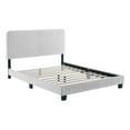 thumbnail image 1 of Modway Celine Channel Tufted Performance Velvet Full Platform Bed in Light Gray, 1 of 8