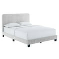 thumbnail image 1 of Modway Celine Channel Tufted Performance Velvet Full Platform Bed in Light Gray, 1 of 8