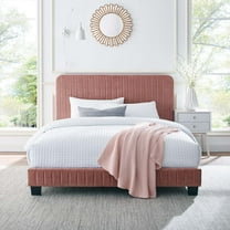 Modway Celine Channel Tufted Performance Velvet King Platform Bed in Dusty Rose