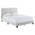 thumbnail image 1 of Celine Channel Tufted Performance Velvet Queen Bed Light Gray, 1 of 7
