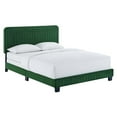 thumbnail image 1 of Modway Celine Channel Tufted Performance Velvet Twin Bed in Emerald, 1 of 8