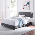 thumbnail image 1 of Modway Celine Channel Tufted Performance Velvet Twin Bed in Gray, 1 of 8