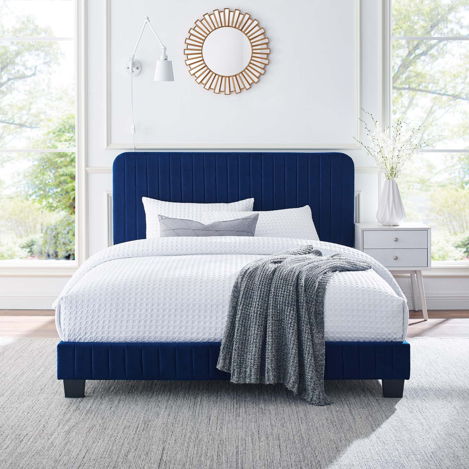 Modway Celine Channel Tufted Performance Velvet Twin Platform Bed in ...