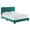 thumbnail image 1 of Modway Celine Channel Tufted Performance Velvet Twin Platform Bed in Teal, 1 of 8