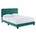 thumbnail image 1 of Modway Celine Channel Tufted Performance Velvet Twin Platform Bed in Teal Green, 1 of 8