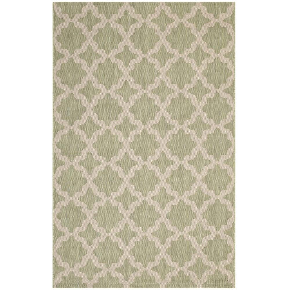Beige and Light Green Trellis 9' x 12' Synthetic Area Rug