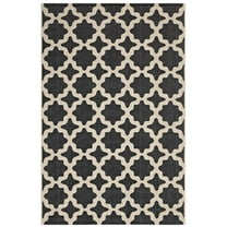Modway Cerelia 108x143.5" Moroccan Trellis Fabric Area Rug in Black and Beige