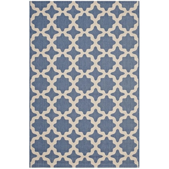 Modway Cerelia 5' x 8' Trellis Area Rug in Blue and Beige