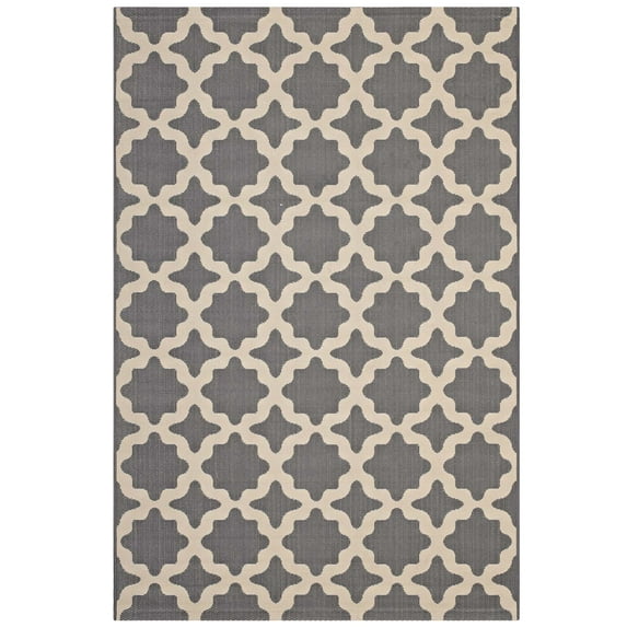 Modway Cerelia 63x90.5" Moroccan Trellis Polypropylene Area Rug in Gray/Beige