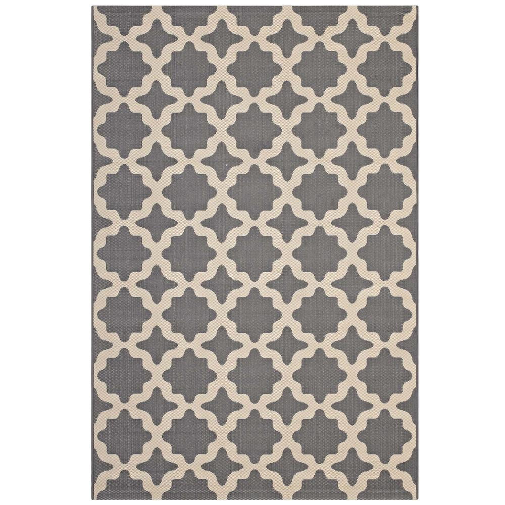 Elegant Cerelia 4' x 6' Gray and Beige Trellis Synthetic Area Rug