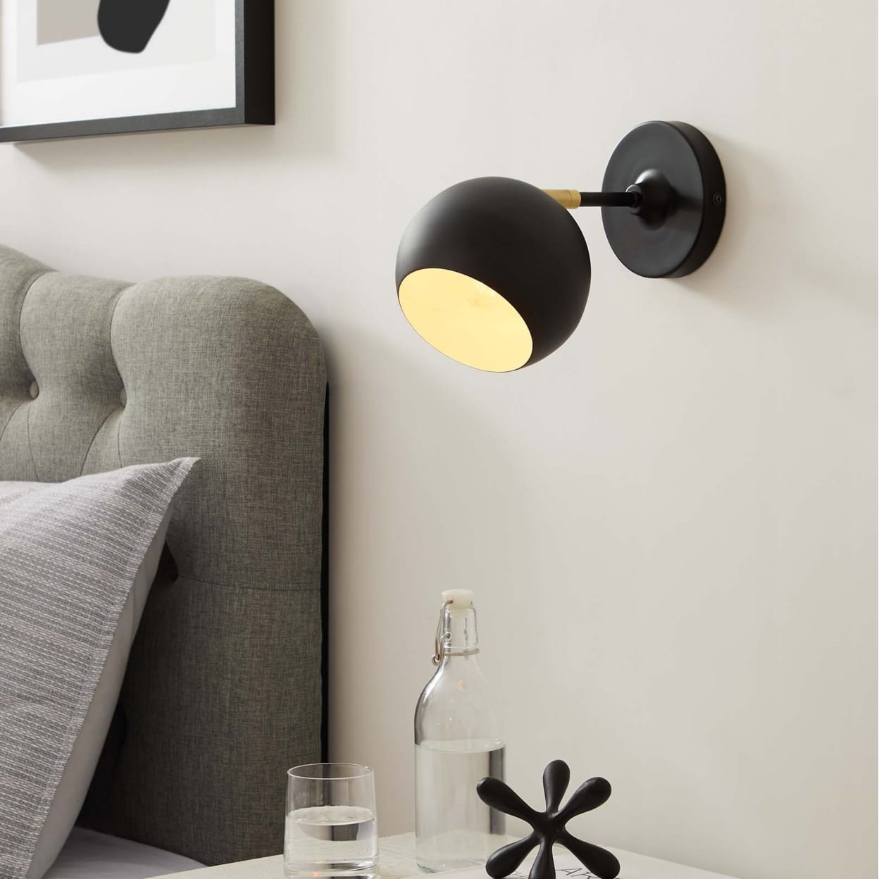 Black and Brass 11" Swing Arm Metal Wall Sconce