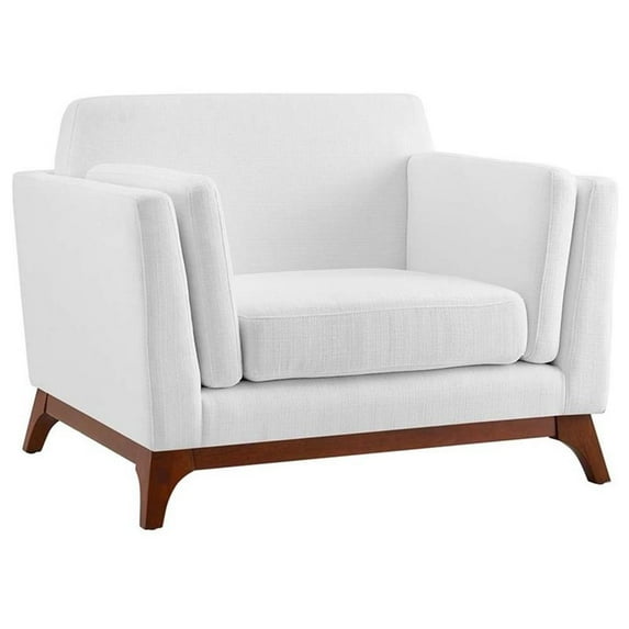 Modway Chance Modern Fabric Upholstered Accent Chair in White