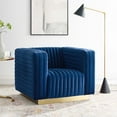 thumbnail image 1 of Modway Charisma Channel Tufted Performance Velvet Accent Armchair in Navy, 1 of 9