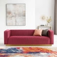 thumbnail image 1 of Modway Charisma Channel Tufted Performance Velvet Living Room Sofa in Maroon, 1 of 9